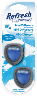 Refresh Your Car 301408200 Air freshener Fresh Linen Mini Diffuser Twin Pack