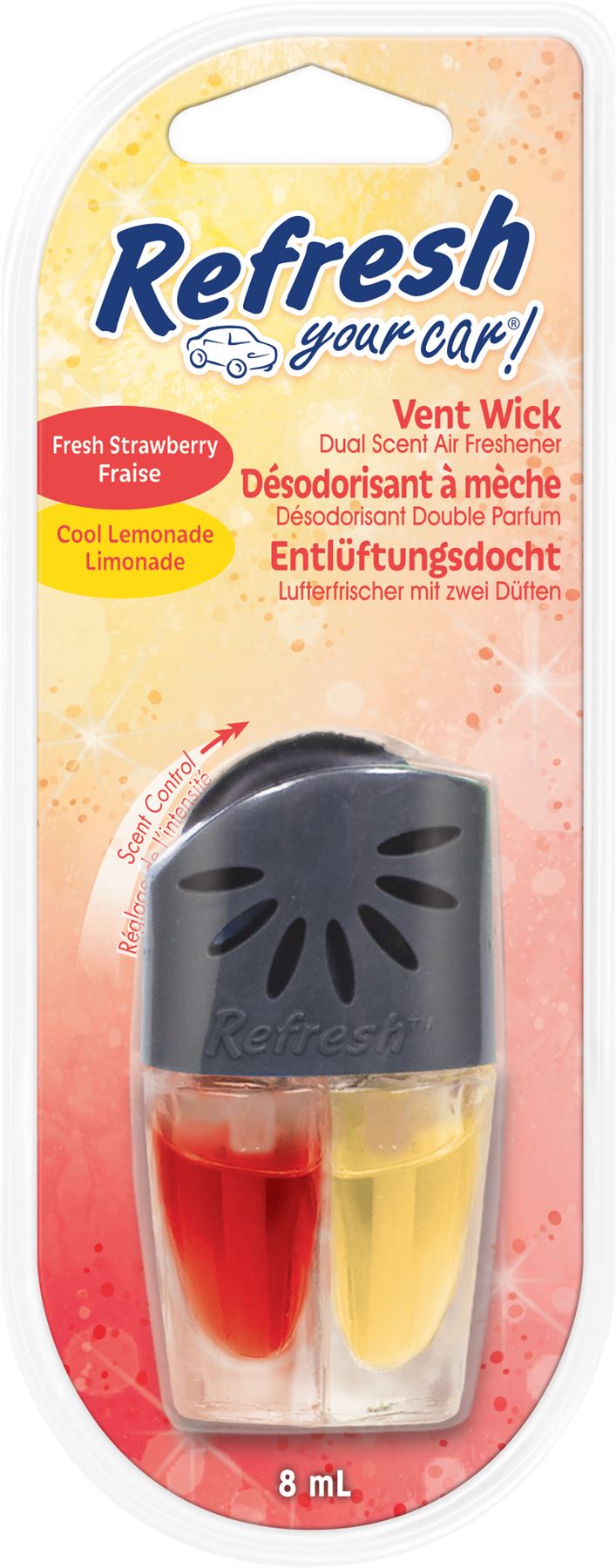 Refresh Your Car 301410800 Air freshener Oil Vent Wick Fresh Strawberry/Cool Lemonade