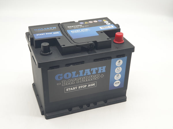 Goliath G027 AGM - 027 AGM 60Ah 680A Start Stop Battery - 3 Year Warranty